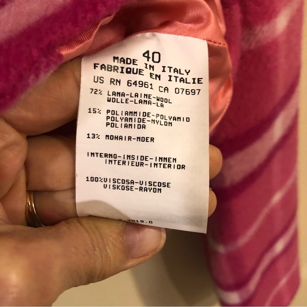 Vintage Benetton Pink Plaid Wool/Mohair Blend Cropped Blazer Jacket Small - Picture 6 of 8